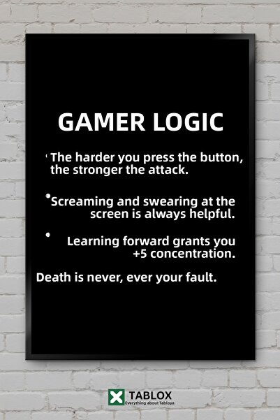 tablomaxtbx Gamer Logic Quote Logic Quote Artă pentru jucători Decor de peret...