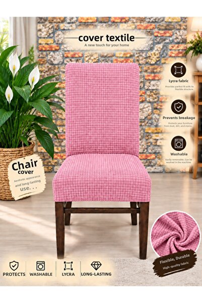 COVER TEKSTİL 6 Pcs Chair Cover Plain Classic Model Chair Cover Bench Pouf Ch...