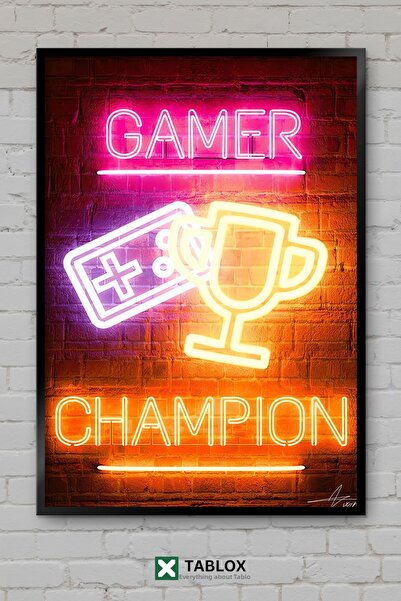 tablomaxtbx Gamer Champion Player Gaming Art Διακόσμηση τοίχου Κορνιζαρισμένο...