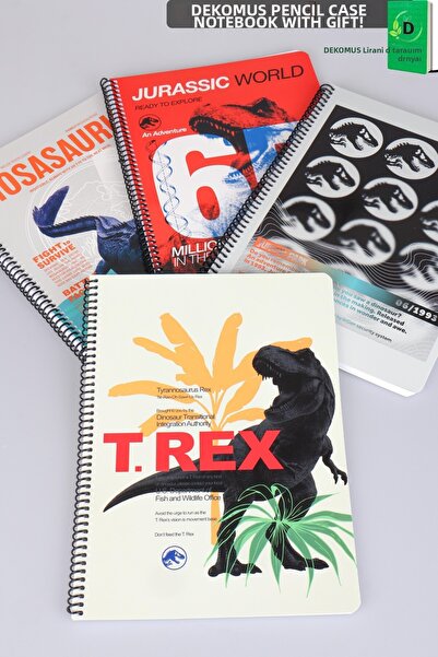 T-Rex Dekomus, Licensed Jurassic World A4 Spiral Ruled Notebook 80 Sheets Sin...