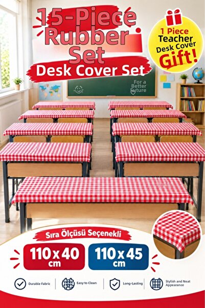 ALTINPAMUK 15 Pieces School Desk Cover Elastic Tablecloth Stain-Resistant Fab...