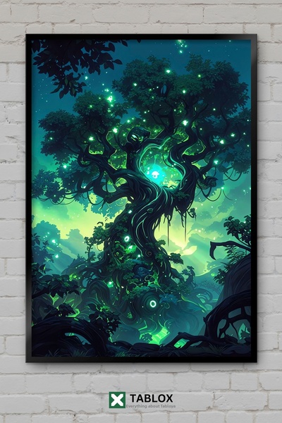 tablomaxtbx Arborele Magic Verde Tablou decorativ fantastic din MDF cu ramă