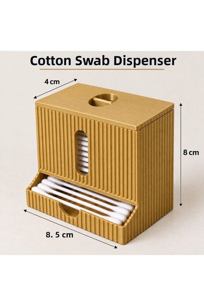 PİYATECH Modern Design Ear Swab Dispenser with Lid Bathroom Makeup Cotton Org...
