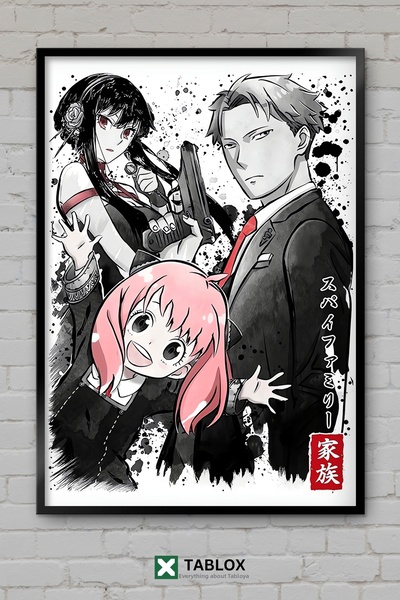 tablomaxtbx Spy X Family Forger Family Sumi E Decor de perete anime cu aspect...