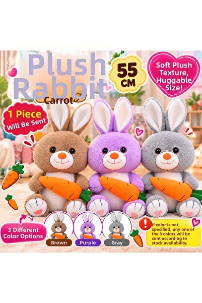TRUST STORE Plush Rabbit with Carrot 55 cm Soft Cute Big Rabbit Plush Toy 1 Pcs