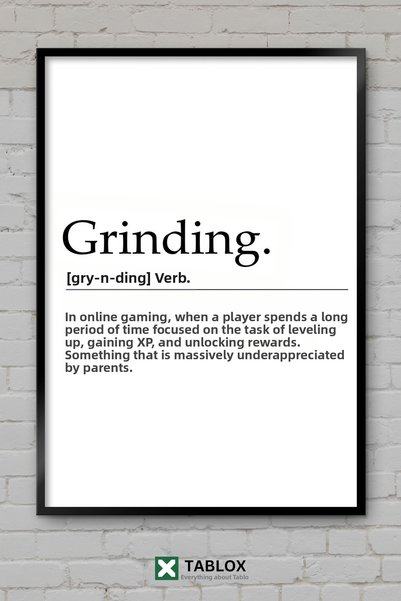 tablomaxtbx Grinding in Gaming Work Player Motivation Poster Framed Decorativ...