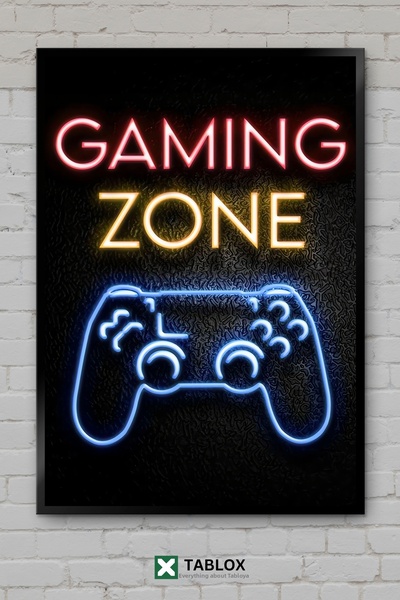tablomaxtbx Gaming Zone Gaming Zone Gamer Poster de perete cu neon Aspect cu ...