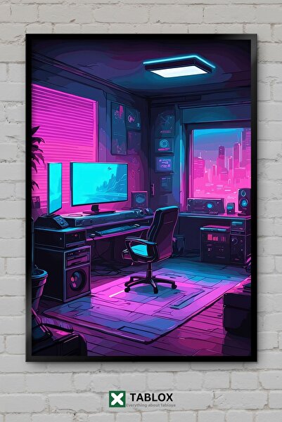 tablomaxtbx Poster pentru camera de jocuri pe computer, tablou decorativ înră...