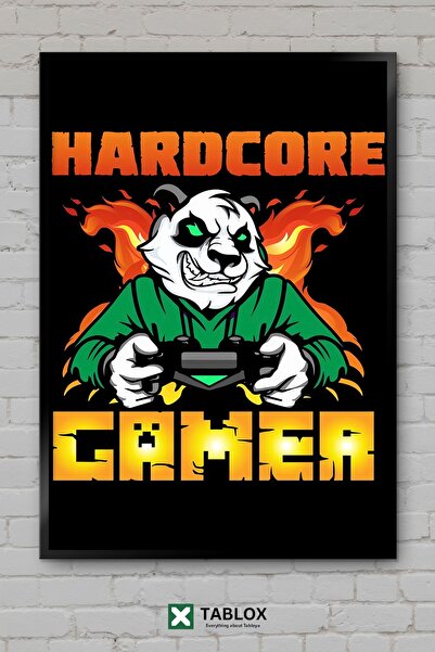 tablomaxtbx Gamer Player Panda Funny Fun Gaming Frame View Decorative MDF Pai...