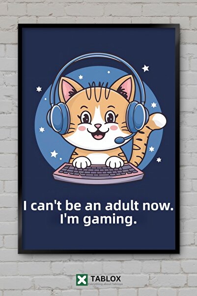 tablomaxtbx Gaming Cat Pisică Jucător Gamer Poster drăguț Artă înrămată Pictu...