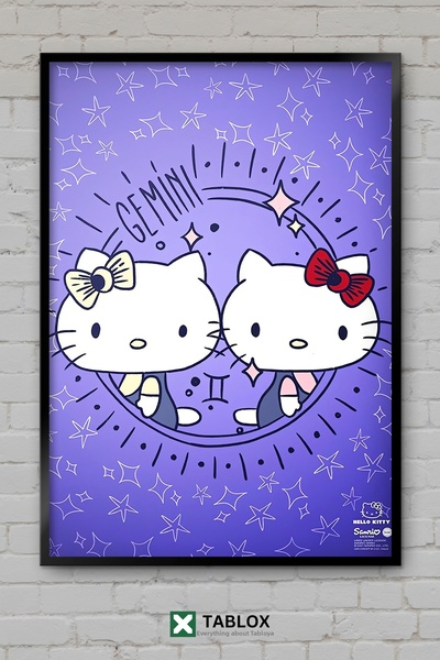 tablomaxtbx Poster artistic cu zodiacul gemeni, tablou decorativ înrămat din MDF