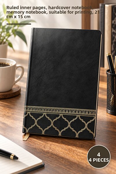 Yenilig 4 Pieces of Black Leather Notebooks – Lined Inner Pages, Covered Note...