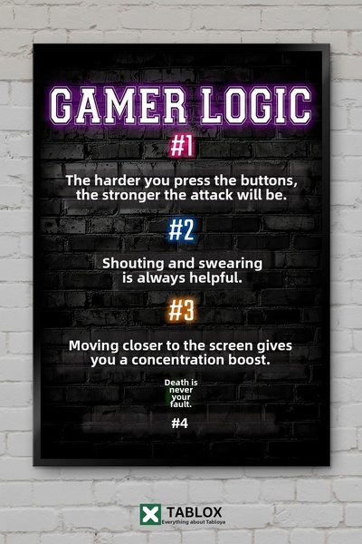 tablomaxtbx Gamer Logic Player Logic Gaming Espri Poster Framed Decorative Md...