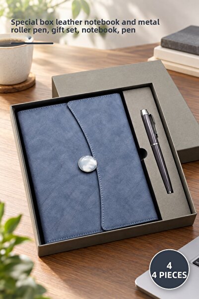 Yenilig 4-Piece Promotional Notebook Pen Set – Special Boxed Thermo Leather N...