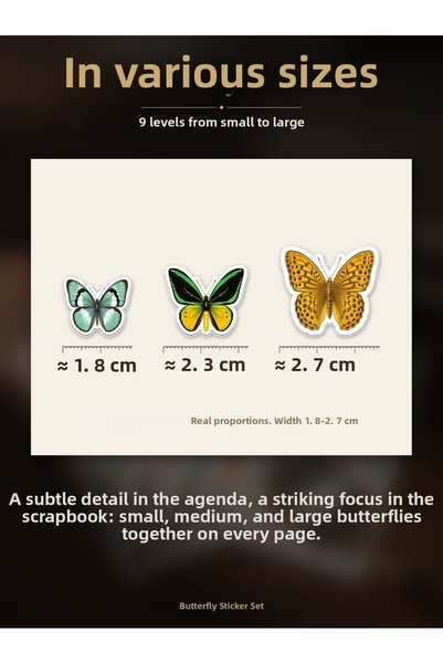Dekorif Butterfly Sticker Set 500+ Pieces in Different Sizes Vintage Agenda Notebook Journal Scrapbook 5 Sheets A4