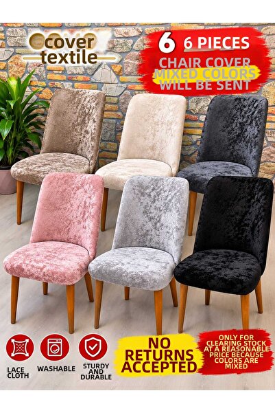 COVER TEKSTİL **6 Pieces of Mixed Colors Will Be Sent Chair Cover Large Oval ...