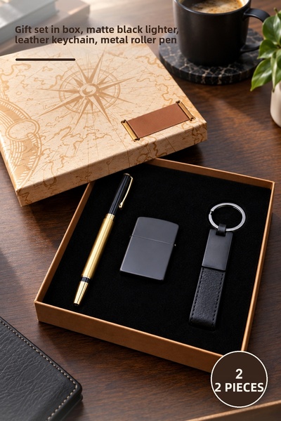 Yenilig 2-Piece Lighter Keychain and Metal Roller Pen Set – Boxed Gift Set, M...