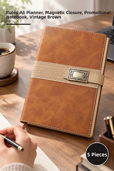 Yenilig 5 Undated Thermo Leather Notebooks – Lined A5 Planner, Magnetic Closu...