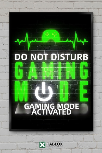 tablomaxtbx Gaming Game Mode Mod Neon Light Poster Frame View Decorative MDF ...