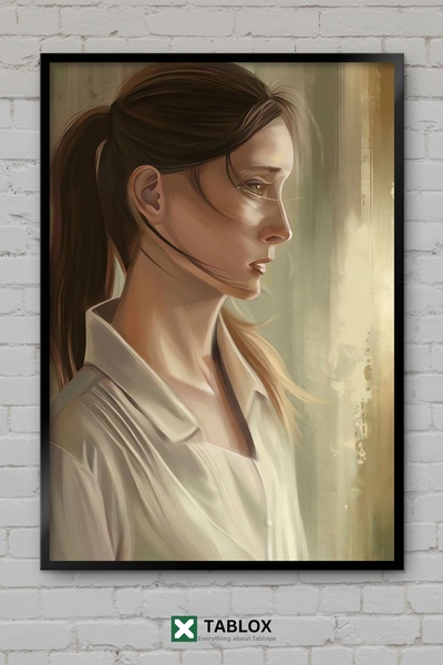 tablomaxtbx Portret Fată Portret Fată Artă Feminină Poster de Perete Încadrat...