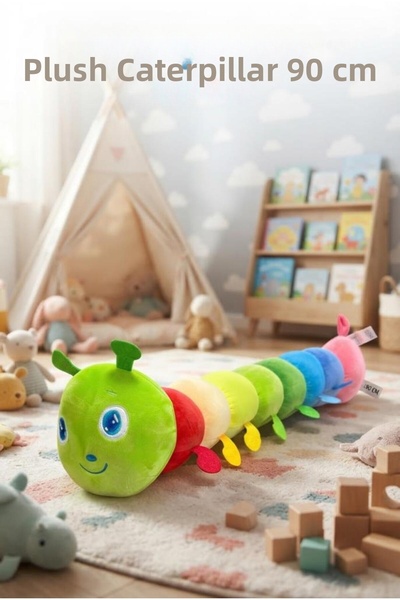 Tıfıl Toys Cute Educational 90cm Colorful Plush Caterpillar Toy Soft Sleeping...
