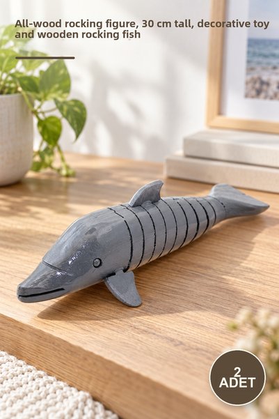 Yenilig 2 Wooden Rocking Fish – Completely Wooden Rocking Figure 30 cm Long, ...