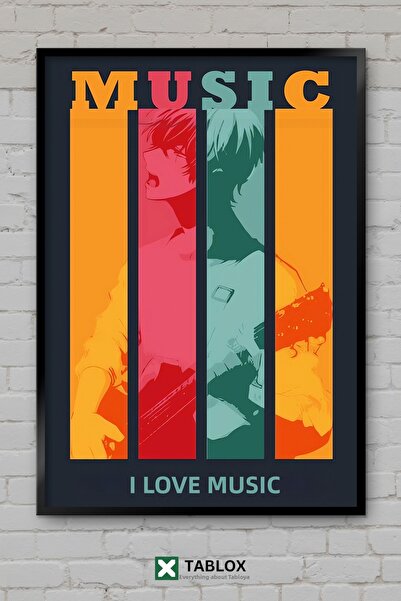 tablomaxtbx Tablou decorativ din MDF înrămat cu muzică și personajele Anime S...