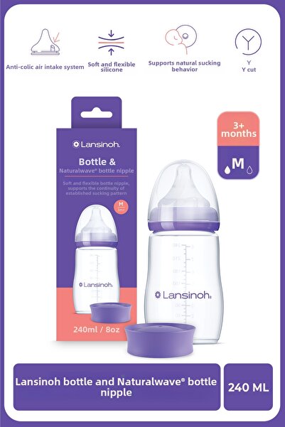 Lansinoh 240 ml Baby Bottle and Naturalwave ® Bottle Nipple (3 Months+)