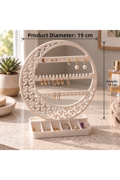 plicolayer Jewelry Organizer Earring Stand Decorative Desktop Display with Ring Compartments