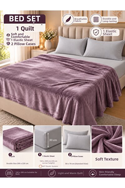 Nilyso Home Σετ Κουβερλί Διπλό Σούπερ Σούπερ Σοφτ 200x220 εκ. – Ελαστικό Σεντ...