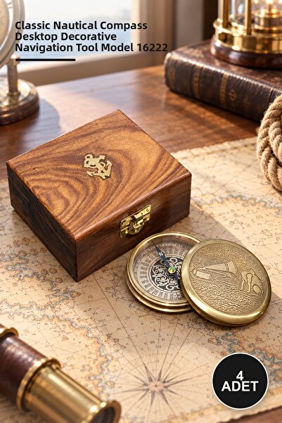 Yenilig 4 Pieces Brass Compass with Wooden Box – Classic Marine and Cruising ...