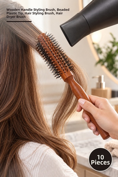 Yenilig 10 Pieces Blow Dry Brush – Styling Comb with Wooden Handle, Plastic T...