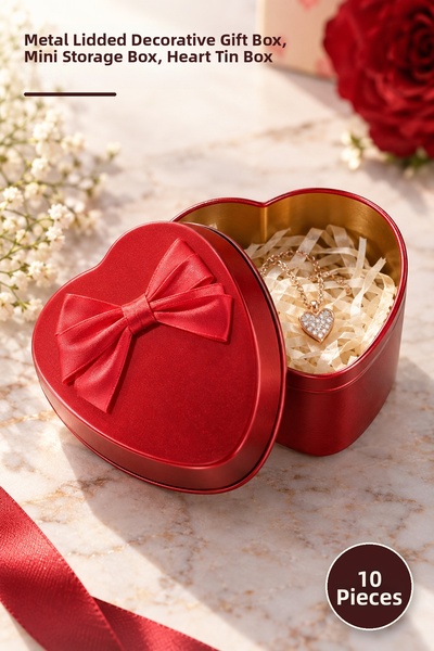 Yenilig 10 Pieces Metal Heart Box – Decorative Gift Box with Metal Lid, Mini ...