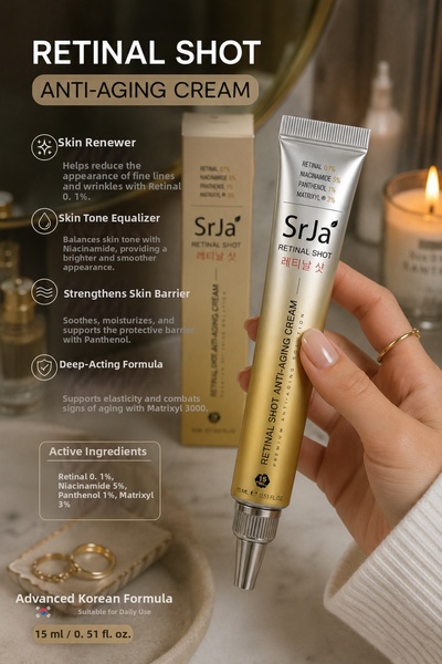SrJa Retinal Shot 0.1% Anti-Wrinkle Renewing Care Cream Niacinamide 5% + Panthenol 1% Set of 2 15 ml X 2