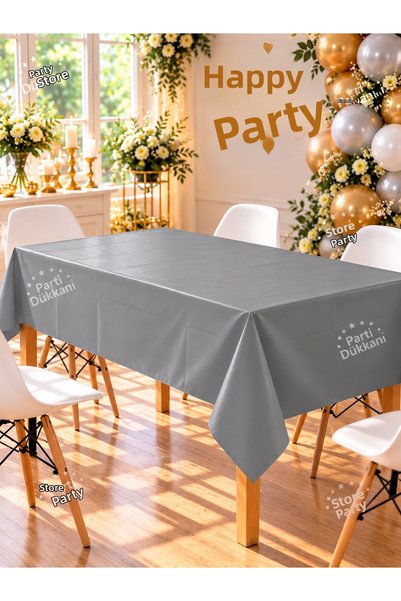 Parti Dükkanı Tablecloth Gray - Silver Party Tablecloth – Birthday and Celebr...