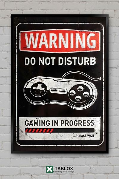 tablomaxtbx Semn de avertizare pentru jocuri de gaming, cu aspect retro, tabl...