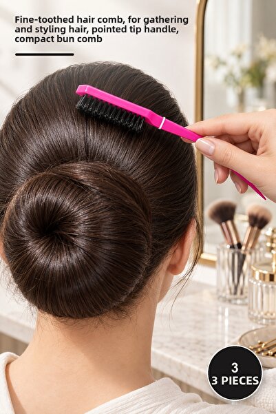 Yenilig 3Pcs Plastic Handle Bun Comb – Fine-Toothed Hair Comb, for Hair Gathe...