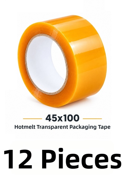 MTKardeşler 12 τεμάχια ταινίας κολλητικής ταινίας 45 mm X 100 Mt, διαφανής ισ...