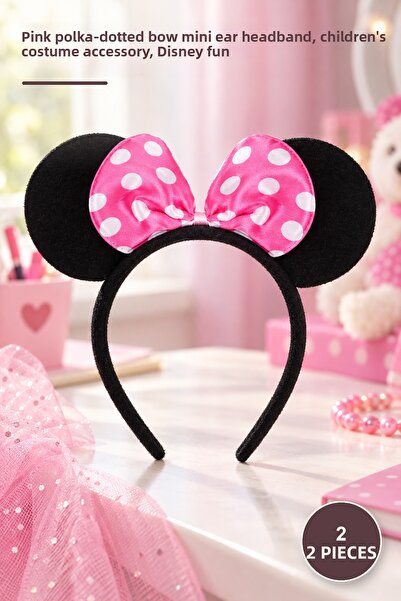 Yenilig 2 Τεμάχια Στέμμα Minnie Mouse - Μίνι στέκα αυτιών με ροζ πουά φιόγκο,...