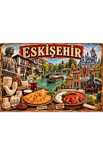 Lucena Eskişehir Semn de perete retro din metal |   Foaie decorativă tematică...
