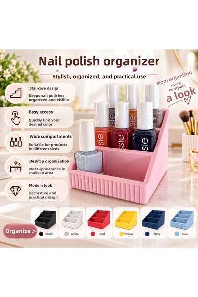 MYE TEKNOLOJİ Step-By-Step Nail Polish Organizer – Desktop Makeup and Cosmeti...