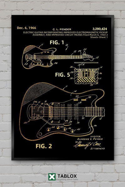 tablomaxtbx Guitar Patent Guitar Drawing Musical Instrument Poster Frame Appe...