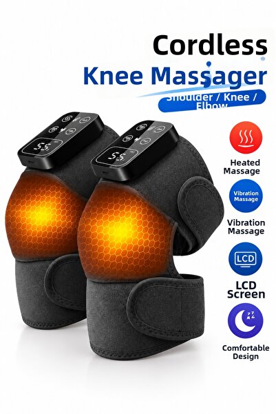 Abbruch Wireless Knee Massager 2 Pieces of Heated Vibrating Adjustable Knee S...