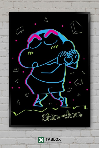 tablomaxtbx Glow Shin Chan Crayon Anime Cartoon Framed Decorative Mdf Painting