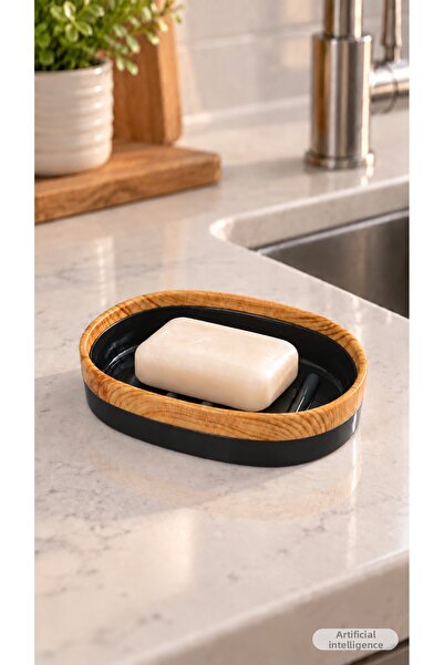 Hagen Wooden Patterned Soap Dish, for Bathroom and Sink