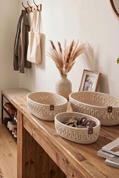 Comfort Craft Σετ 3 τρικότων οβάλ καλαθιών από γιούτα |   100% Vegan Οργανωτή...