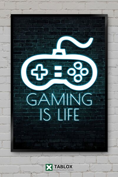 tablomaxtbx Gaming Game Is Life Life Neon Sign Frame Looking Decorative MDF T...