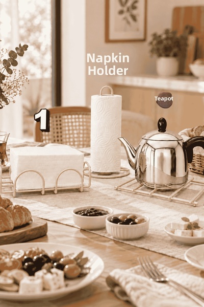 Edora Home 3-Piece Beige Napkin Holder Towel Holder Set Black Color Stainless...