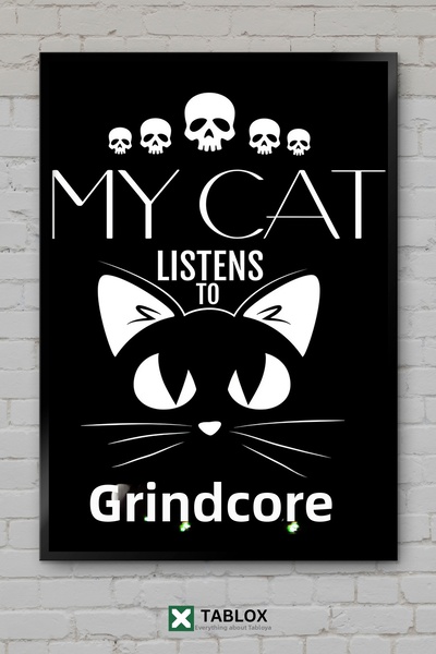tablomaxtbx Grindcore Metal Funny Comic Cat Music Framed Decorative Mdf Painting