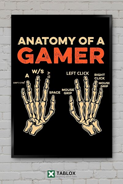 tablomaxtbx Schelet amuzant de gamer, mână scheletică, decor de perete, aspec...